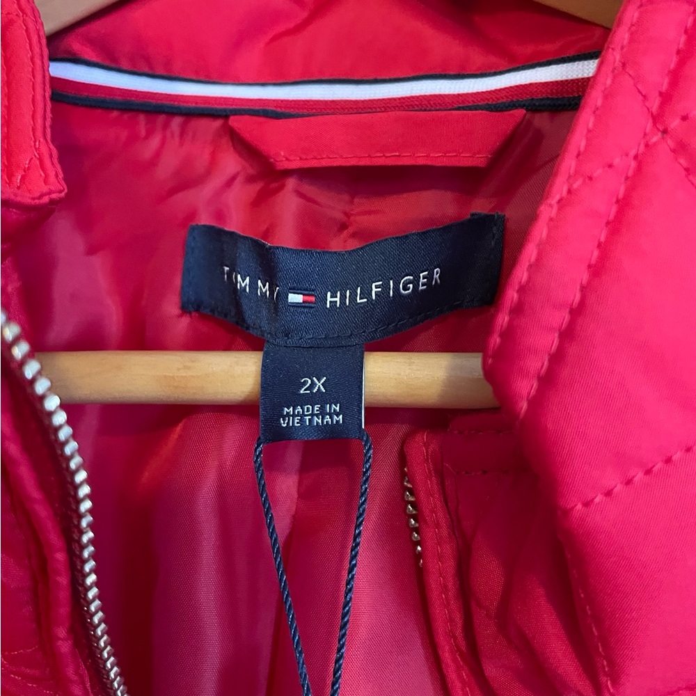Tommy Hilfiger Woman’s Coat Jacket Red Diamond Quilt 2X - Picture 5 of 10